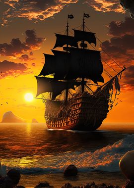 'Pirate ship' Poster, picture, metal print, paint by Atlas Mcguire ...