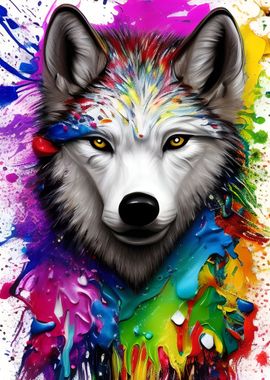 Colorful Wolf Animal