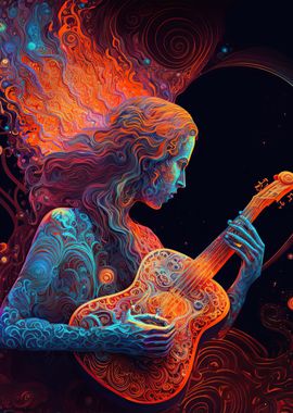 Girl playing guitars