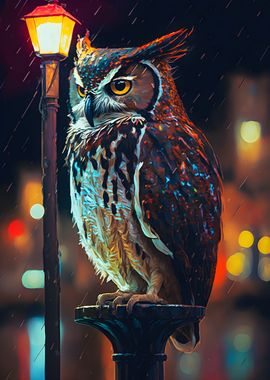 Neon Nightscape Owl 