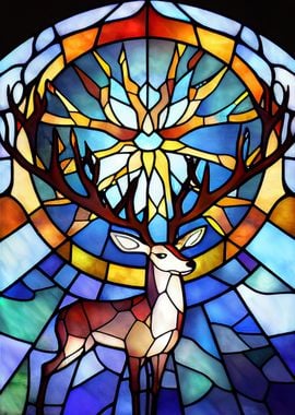 Deer Stained Glass Style