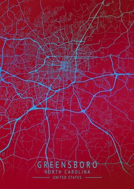 Greensboro USA City Map