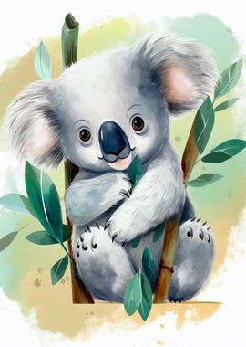 Koala watercolor painting art print