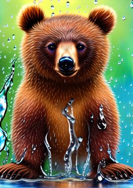 Baby Bear Animal in Water