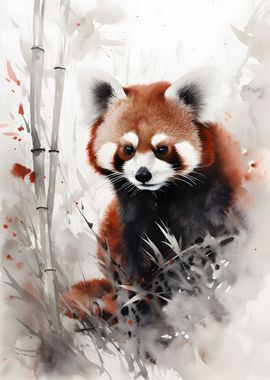 Wild Red Panda Ink Wash