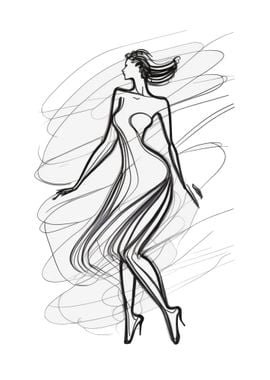 One Line Art Woman