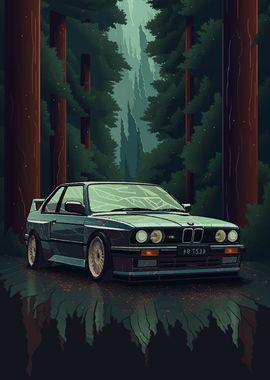 POSTER BMW E30 M3 Vector Art Highly Detailed 