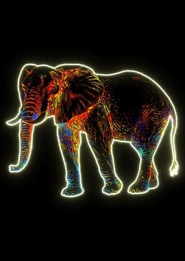 Neon water color Elephant