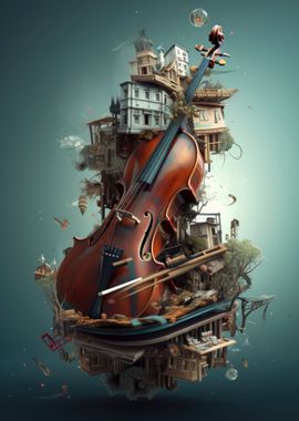 Violin music graphic art