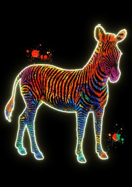 Neon Water color Zebra