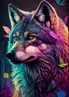 Colorful Wolf Animals