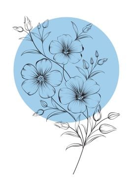 Linen Line Art Flower