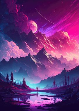 Purple mountains landscape