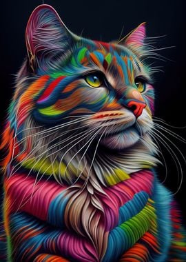 Colorful Cat Cute Feline