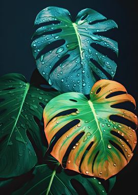 Tropical Drops of Monstera