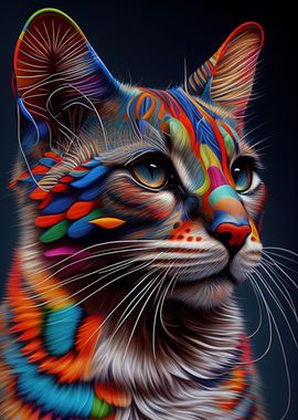 Colorful Cat Cute Feline