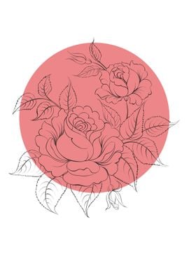 Rose Line Art Flower