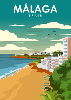 Malaga Spain Travel Poster