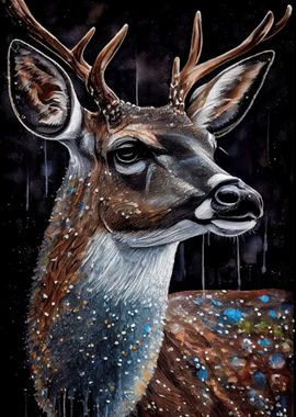 Illustration Deer Ink Art