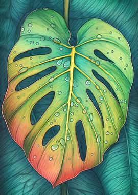 Rainy Monstera Abstract