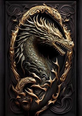 Dragon Golden Art Deco