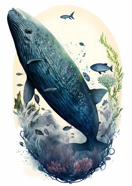 Watercolor Whale