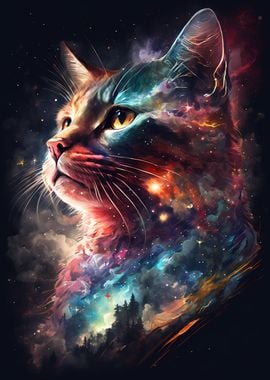 'Cosmic Space Cat' Poster, picture, metal print, paint by Epsilite ...