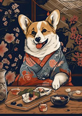 Corgi Dog Japanese Food 