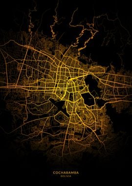 Cochabamba City Map Gold