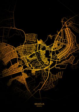 Brasilia City Map Gold