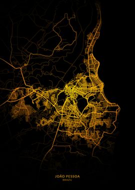 Joao Pessoa City Map Gold