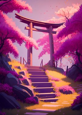 Torii gate And Cherry Blss