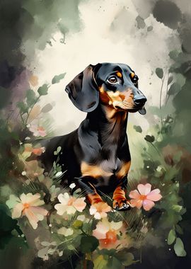 Dachshund Dog Flowers