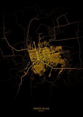 Porto Velho City Map Gold