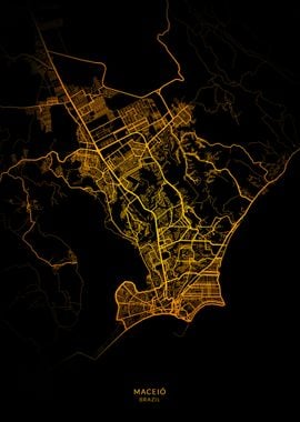 Maceio City Map Gold