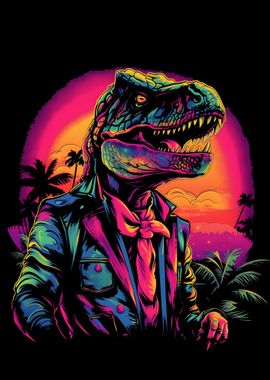 Trex Synthwave retro