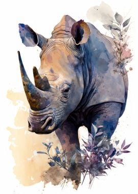 Rhinocerose Watercolor