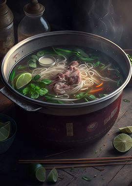 Asian pho noodle soup