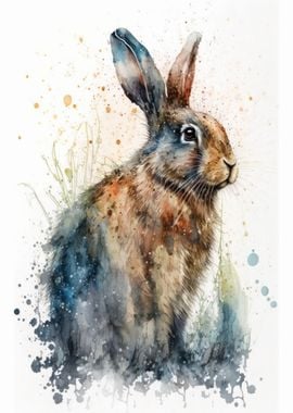 Rabbit Watercolor Painting