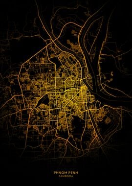 Phnom Penh City Map Gold