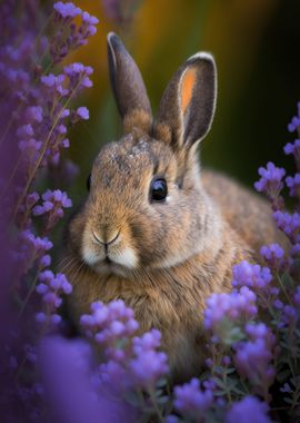 Bunny sits in the flowers