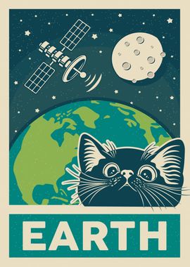 Retro Cat and Earth