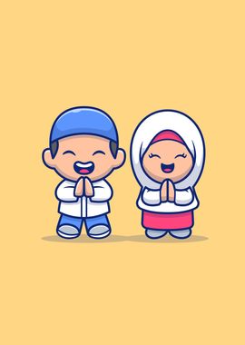 Cute Girl And Boy Moslem