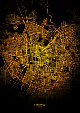 Santiago City Map Gold