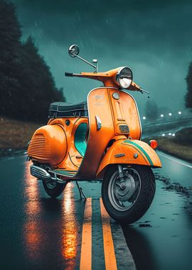 Yellow retro scooter, vintage, collectible, retro miniature, tin and