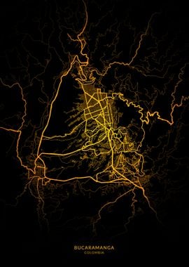 Bucaramanga City Map Gold