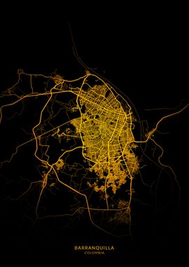 Barranquilla City Map Gold