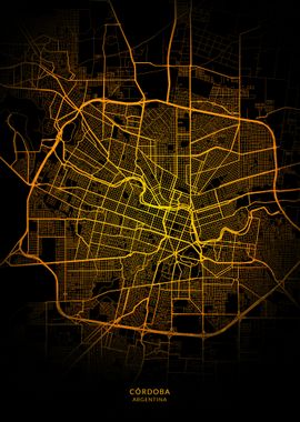 Cordoba City Map Gold