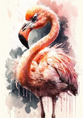 Flamingo Watercolor Sketch