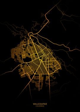 Valledupar City Map Gold